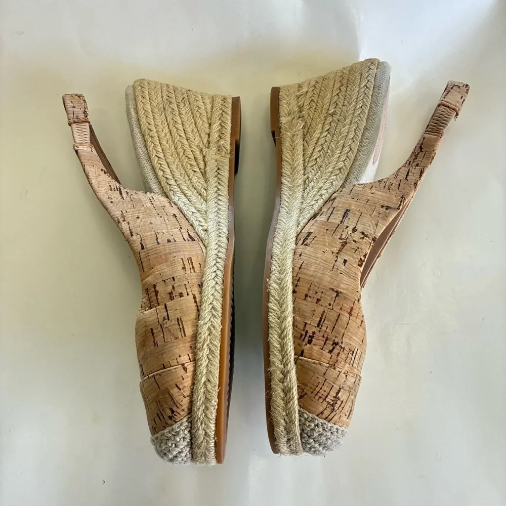 Cole Haan Women's Cloudfeel Natural Linen Espadrille Wedge Slingback Size 9